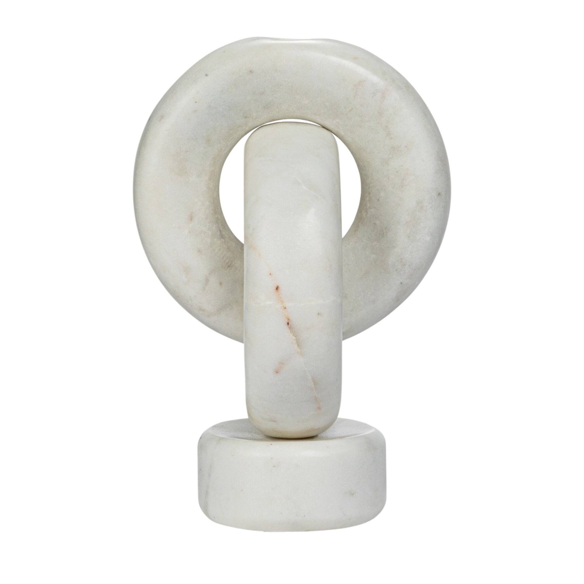 Hello Honey® 8" White Decorative Marble Chain Link Taper Candle Holder